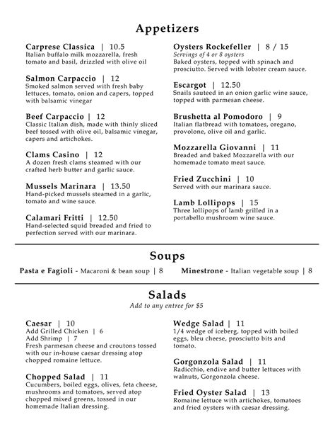 Menu – Giovanni’s Italian Restaurant