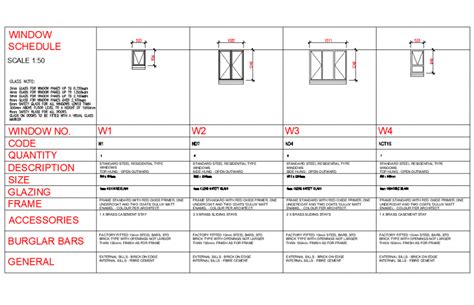 Detail Window schedule plan dwg file - Cadbull