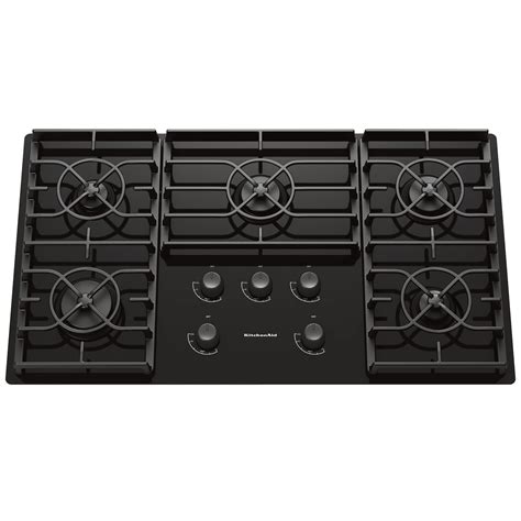 KitchenAid KGCC566RBL 36" Gas Ceramic-glass Conventional Cooktop w/ Sealed Burners - Black