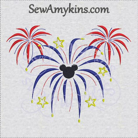 Mickey mouse fireworks machine embroidery design 3 sizes - SewAmykins