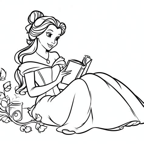 Belle is Reading Book coloring page - Download, Print or Color Online for Free