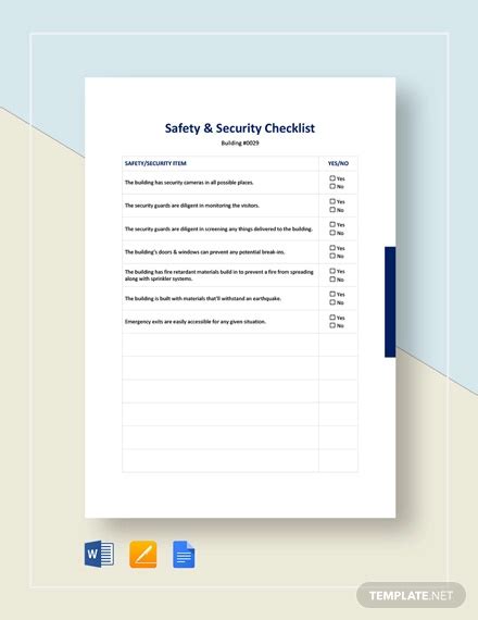 Safety and Security Checklist - 11+ Examples, Format, Pdf