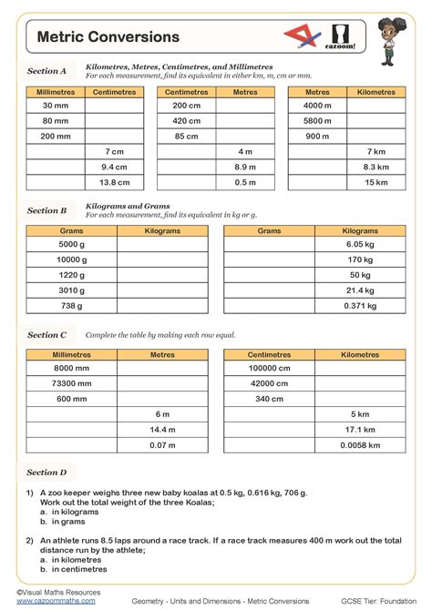 Metric Conversions Worksheet | Printable Maths Worksheets - Worksheets ...