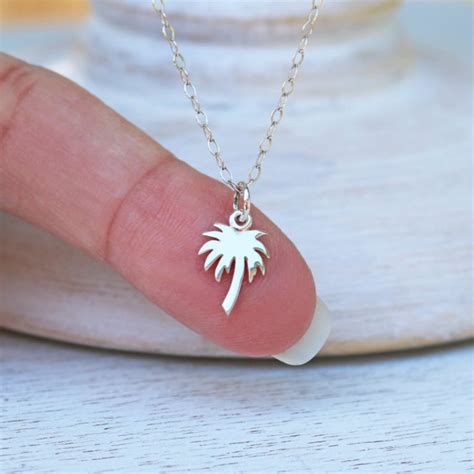 Palm Tree Necklace Sterling Silver Palm Tree Necklace Tiny - Etsy