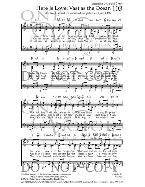 Here Is Love, Vast as the Ocean – Sheet Music with Guitar Chords – One Voice Hymnal