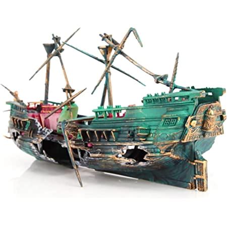 Amazon.com : SLOCME Aquarium Shipwreck Decorations Fish Tank Ornaments - Resin Material Sunken ...