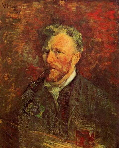 Self-Portrait with Pipe and Glass, 1887 - Vincent van Gogh - WikiArt.org