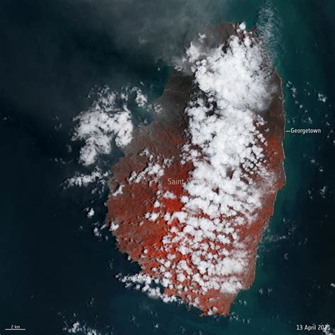 La Soufrière Volcano Explosive Eruption: Before-and-After Satellite Images