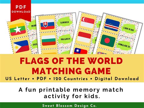 Flags of the World Matching Game World Flags Flag Flashcards Geography ...