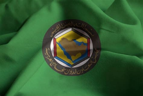 Premium Photo | Closeup of ruffled gulf cooperation council flag, gcc flag blowing in wind