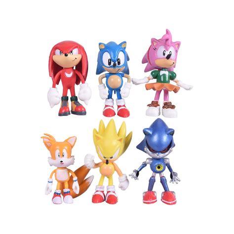 Max Fun Set of 6pcs Sonic The Hedgehog Action Figures, 5-7cm Tall Cake ...