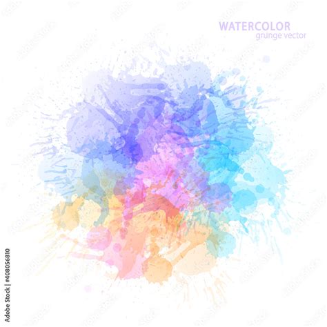 Watercolor effect vector stains. Grunge splatter. Paint pastel stains. Ink spots. Colorful ...