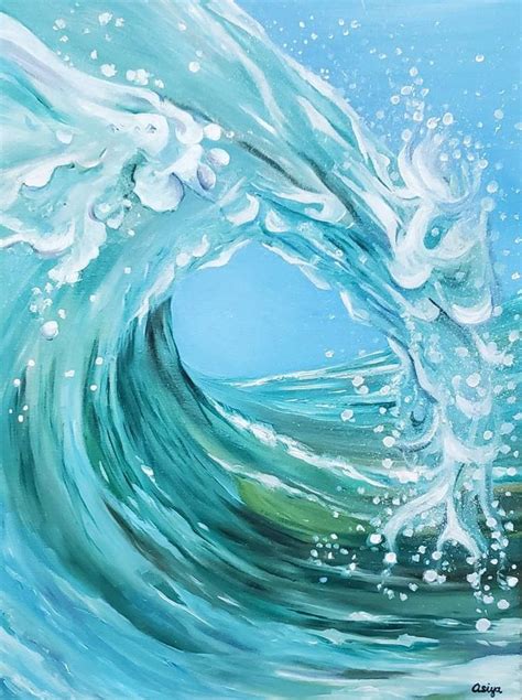 Wave Painting | Wave painting, Beach art painting, Ocean waves painting