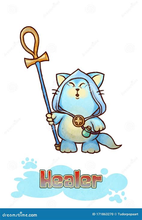 Fantasy Healer Kitten - Digital Illustration Stock Illustration - Illustration of medieval ...