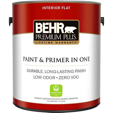 BEHR Premium Plus 1 gal. Ultra Pure White Flat Zero VOC Interior Paint-105001 - The Home Depot