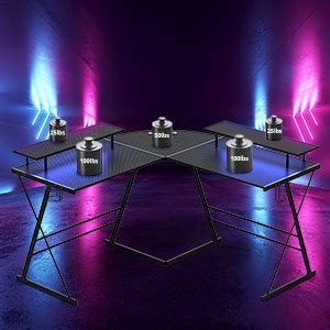 Amazon.com: Evajoy Gaming Desk, L Shaped Computer Corner Desk, 53" Ergonomic Gaming Table with ...