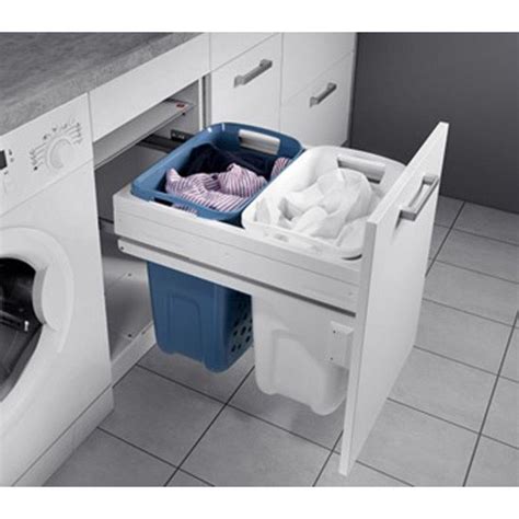 Hafele Hailo 45 & 60 Full Extension Pull Out Laundry Hampers with Soft Close Slides for Laundry ...