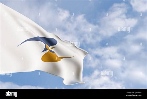 Organization flag Eurasian Economic Union on the background of clouds ...