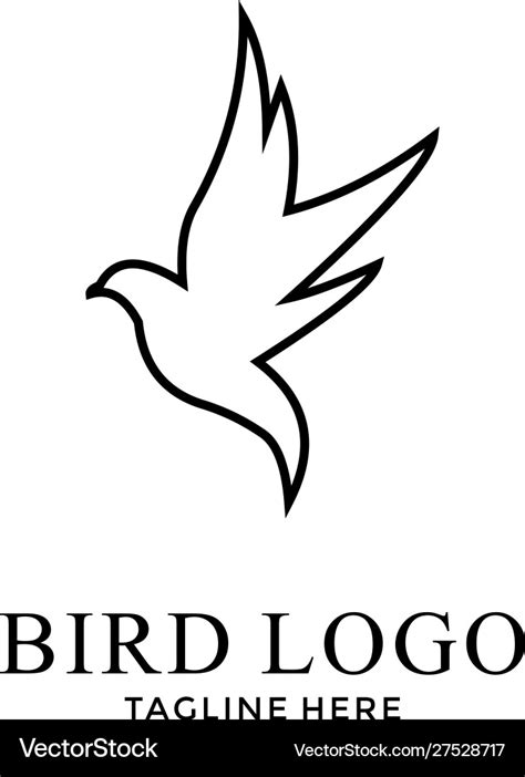 Simple bird with line art logo design Royalty Free Vector