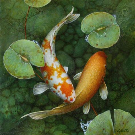 Terry Gilecki Thought Provokers Koi Painting, Acrylic Oil Painting ...