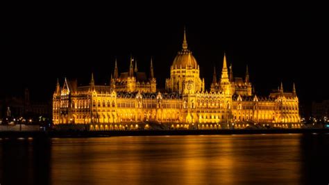 Budapest Parliament Building in Night Stock Photo - Image of danube ...