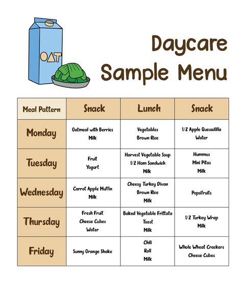 Best Images Of Printable Sample Day Care Menus Sample Daycare Menu | SexiezPicz Web Porn
