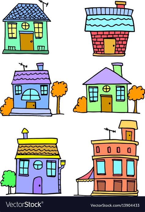 Doodle of house set art Royalty Free Vector Image