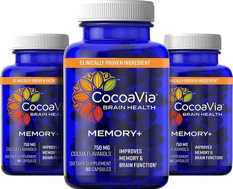 Amazon.com: CocoaVia Memory+ - Suplemento cerebral, 90 días, 750 mg de flavanoles de cacao ...