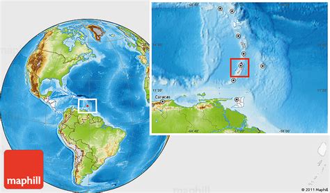 Physical Location Map of Saint Vincent and the Grenadines, highlighted continent