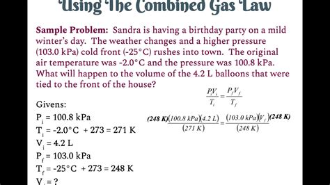 The Combined Gas Law Examples