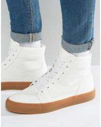 ASOS High Top Trainers In White With Gum Sole for Men | Lyst