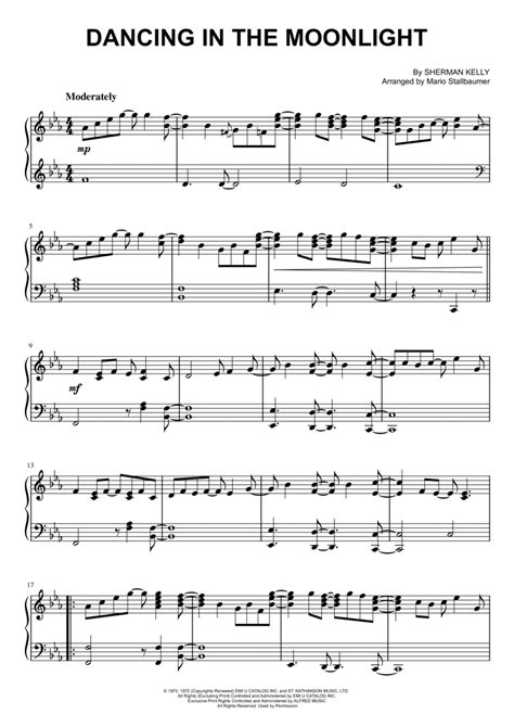 Dancin' In The Moonlight - Piano Solo - Digital Sheet Music | Sheet ...