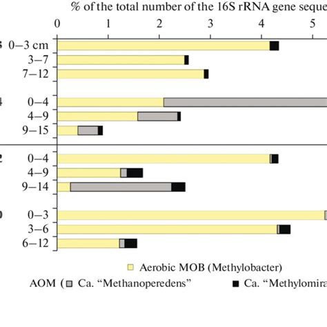 Diversity and relative abundance of methanotrophs in the sediments of ...