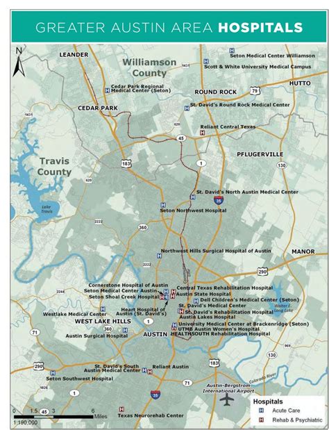 Map of Hospital locations in Austin, Texas | Texas, North austin, Leander