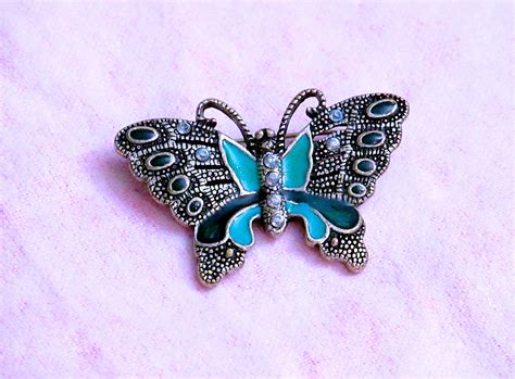 Butterfly Brooch | Unmarked vintage metal brooch with enamel… | Flickr