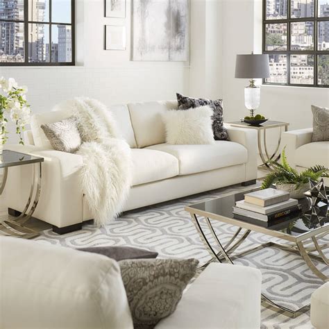 Buy Modern White Fabric Down-filled Sofa Online