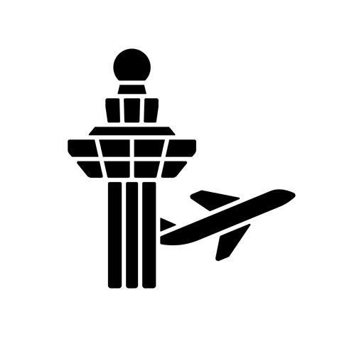 Changi airport control tower black glyph icon. Visual observation from ...