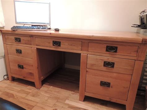 Large Solid Oak Desk - Twin Pedestal 7 Drawer "Vancouver" | in Chelmsford, Essex | Gumtree