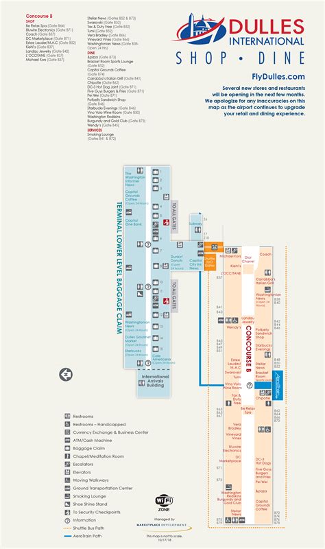 Dulles Airport Map (IAD) - Printable Terminal Maps, Shops, Food ...