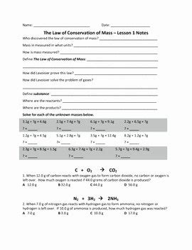 50 Conservation Of Mass Worksheet