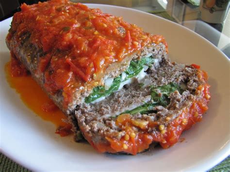 Rolled Italian Meatloaf…With Spinach, Mozzarella, and Fresh Tomato Basil Sauce