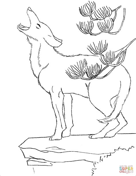 Howling Coyote coloring page | Free Printable Coloring Pages