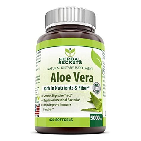 Herbal Secrets Aloe Vera Natural Dietary Supplements, 120 Softgels, 5000 Mg – Health