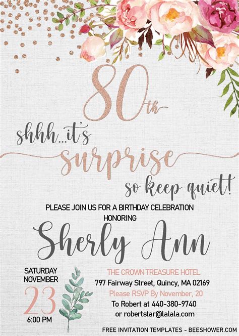 80Th Birthday Party Invitation Template