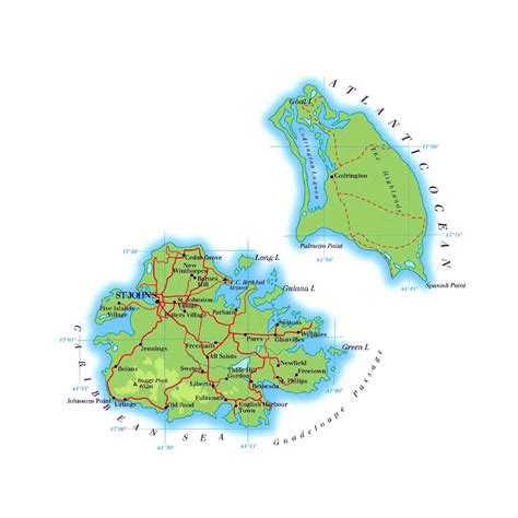 Detailed road map of Antigua and Barbuda. Antigua and Barbuda detailed ...