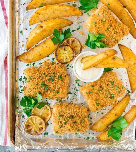 Easy Oven Fried Fish and Chips with crispy panko crust. Cooks on ONE ...