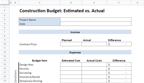 20 Best☝️ Free Google Sheets Construction Budget Templates for 2023 - Spreadsheet Daddy