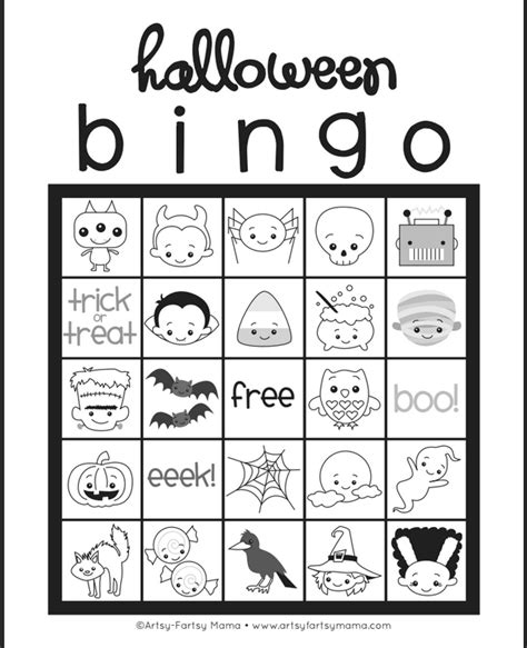 Free Halloween BINGO coloring page printable at Artsy-Fartsy Mama Bingo Halloween, Halloween ...