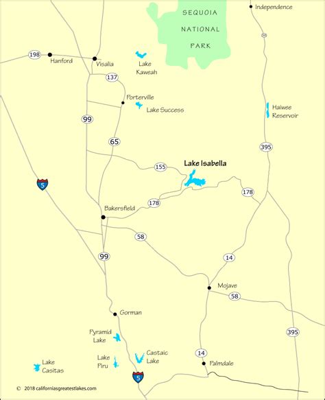 Lake Isabella, Ca - Map And Directions - Lakes In California Map | Printable Maps