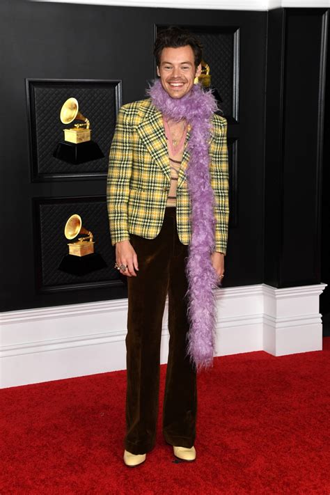 Harry Styles' Feather Boa Steals The Show Grammy Awards - ICON